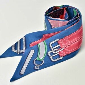 Hermes Blue Silk Twilly Box Included